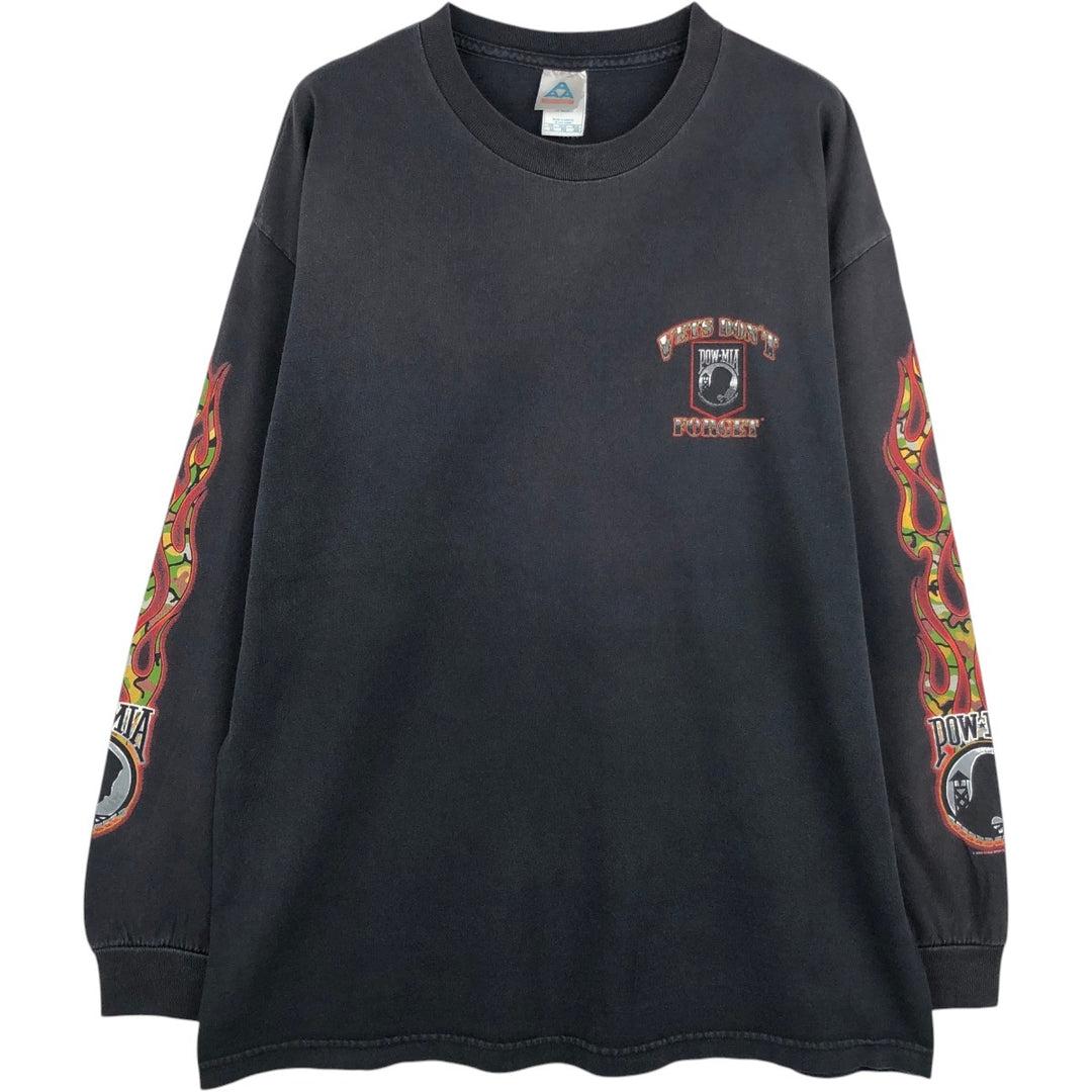 2000'S ALSTYLE Fire Pattern Long-Sleeve T-Shirt (Men's XL equivalent) cotton black type Vintage Second Hand