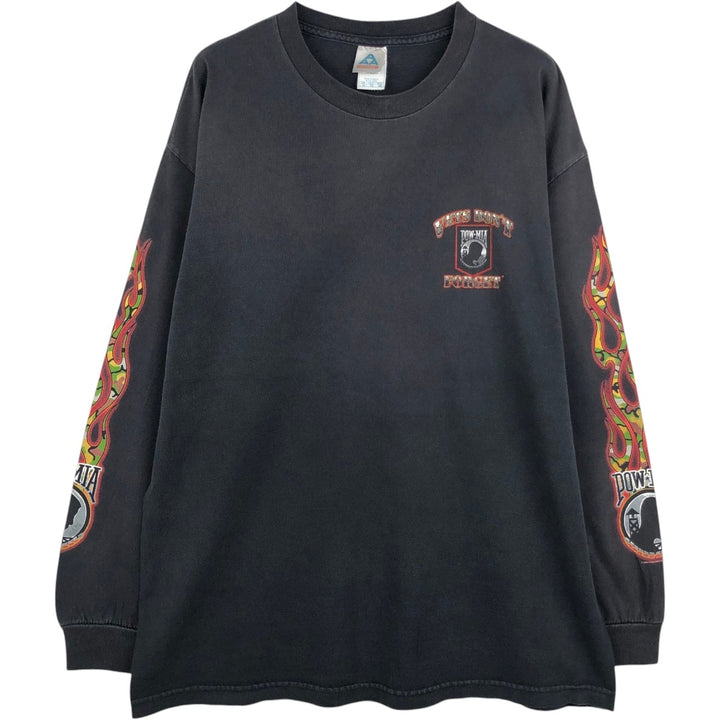 2000'S ALSTYLE Fire Pattern Long-Sleeve T-Shirt (Men's XL equivalent) cotton black type Vintage Second Hand