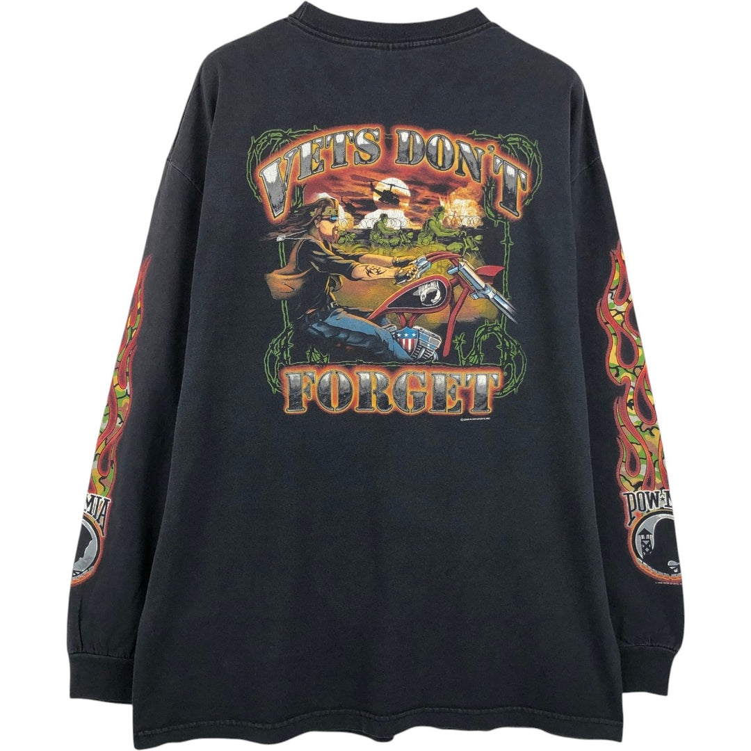 2000'S ALSTYLE Fire Pattern Long-Sleeve T-Shirt (Men's XL equivalent) cotton black type Vintage Second Hand