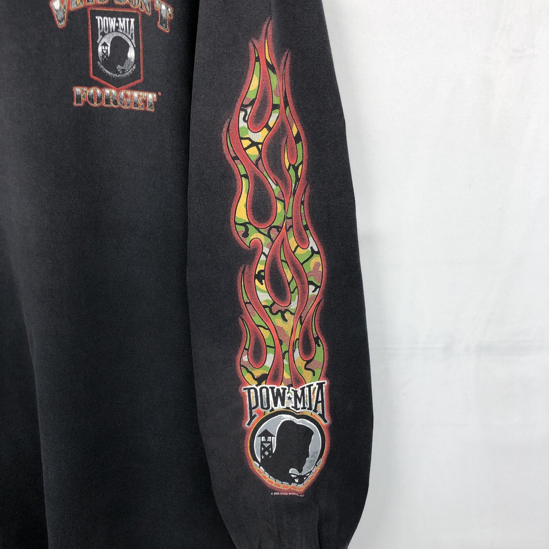2000'S ALSTYLE Fire Pattern Long-Sleeve T-Shirt (Men's XL equivalent) cotton black type Vintage Second Hand
