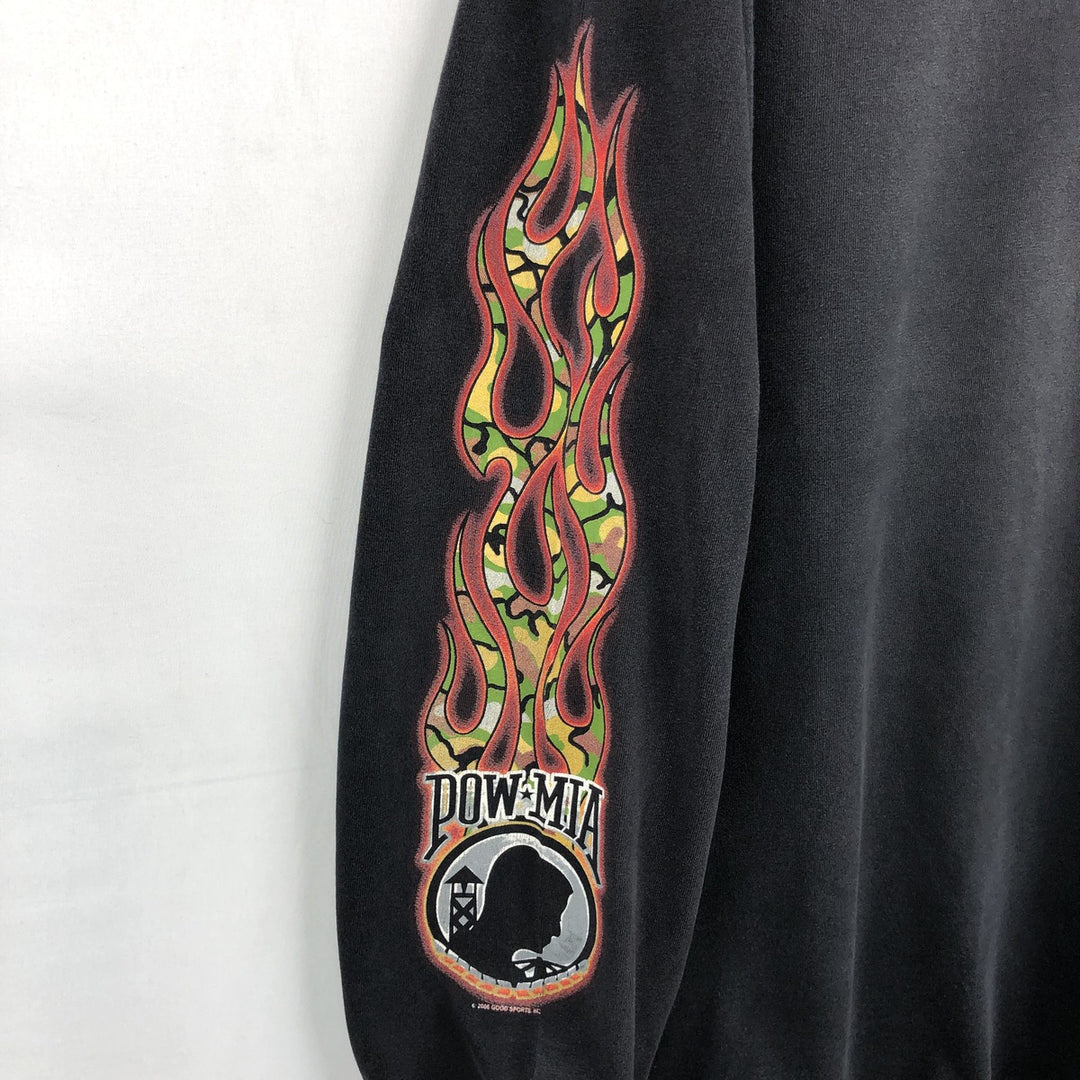 2000'S ALSTYLE Fire Pattern Long-Sleeve T-Shirt (Men's XL equivalent) cotton black type Vintage Second Hand