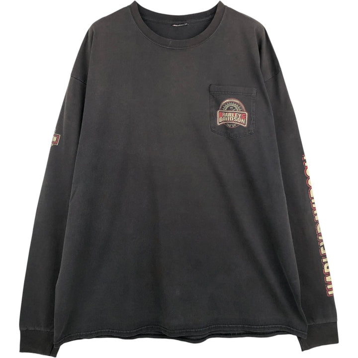 Harley-Davidson Long Sleeve T-Shirt, Men's XL Size unclear Charcoal Vintage Second Hand