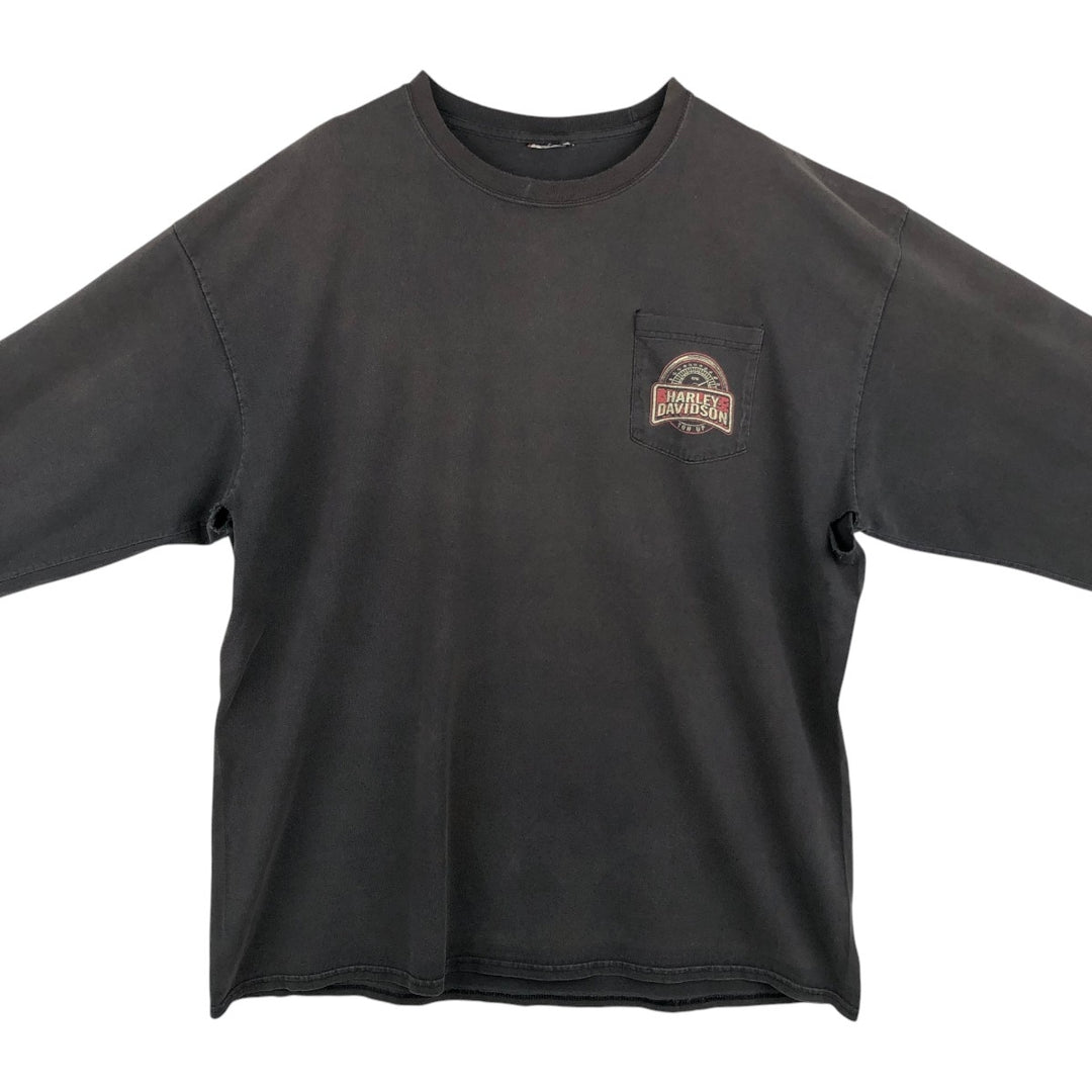 Harley-Davidson Long Sleeve T-Shirt, Men's XL Size unclear Charcoal Vintage Second Hand