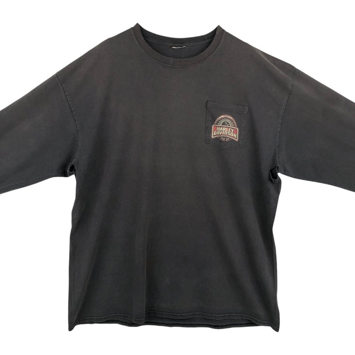 Harley-Davidson Long Sleeve T-Shirt, Men's XL Size unclear Charcoal Vintage Second Hand