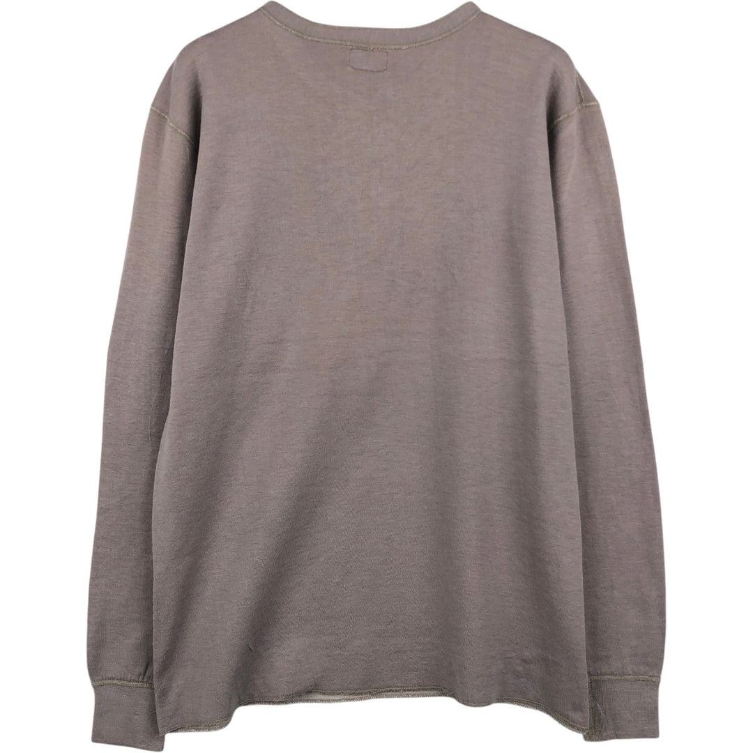 LLBean Henley Neck Long-Sleeve T-Shirt (Men's Size L) acrylic gray type Vintage Second Hand