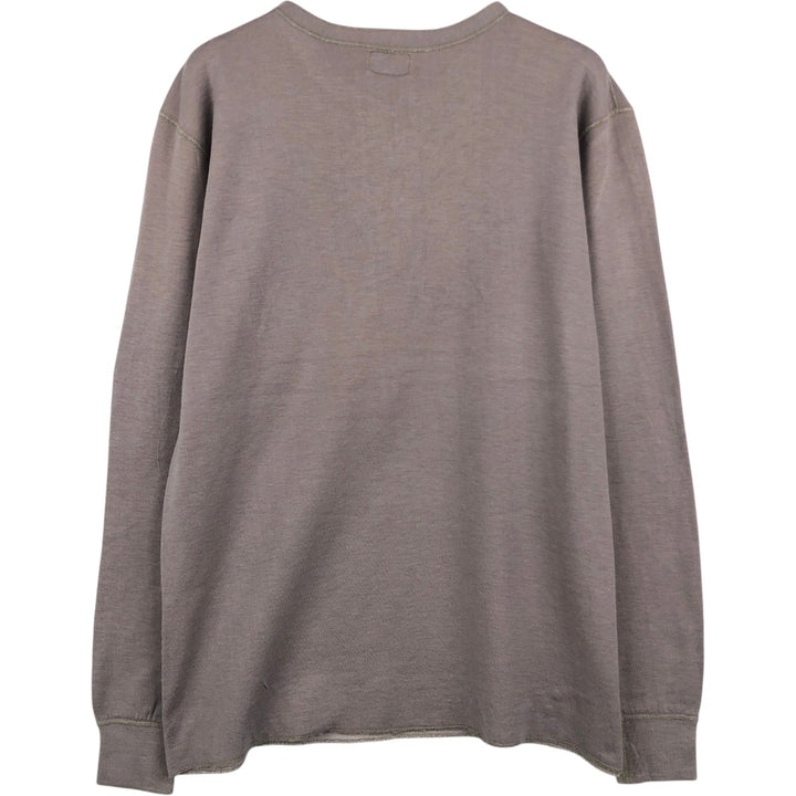 LLBean Henley Neck Long-Sleeve T-Shirt (Men's Size L) acrylic gray type Vintage Second Hand