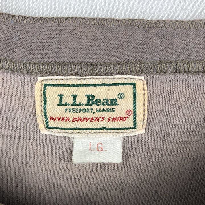 LLBean Henley Neck Long-Sleeve T-Shirt (Men's Size L) acrylic gray type Vintage Second Hand