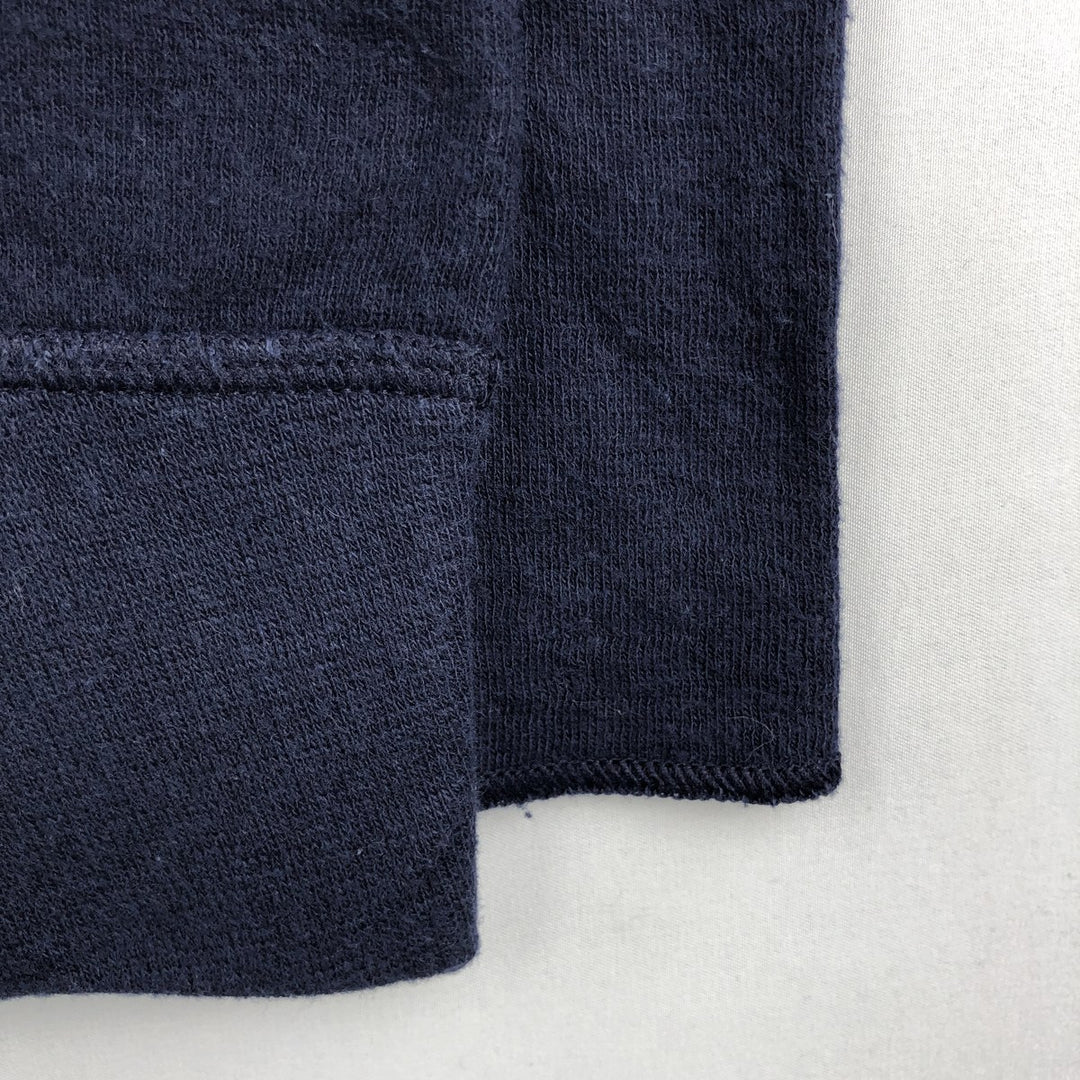 90'S LL Bean Henley Neck Long Sleeve T-Shirt, Made in USA, Men's Size M (approx.), Vintage Long Sleeve cotton navy blue type Vintage Second Hand