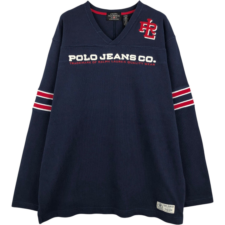 Ralph Lauren POLO JEANS COMPANY Long T-shirt Men's XL size cotton navy blue type Vintage Second Hand