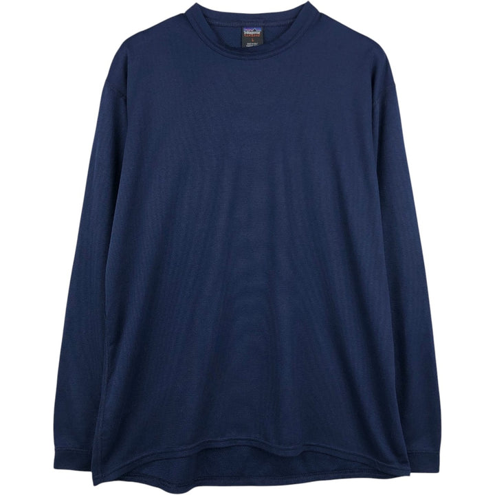 Patagonia CAPILENE Long-Sleeve T-Shirt, Made in USA, Men's Size L (approx.) polyester navy blue type Vintage Second Hand