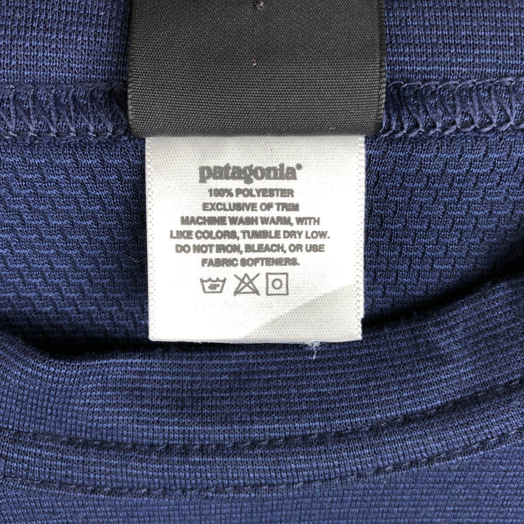 Patagonia CAPILENE Long-Sleeve T-Shirt, Made in USA, Men's Size L (approx.) polyester navy blue type Vintage Second Hand