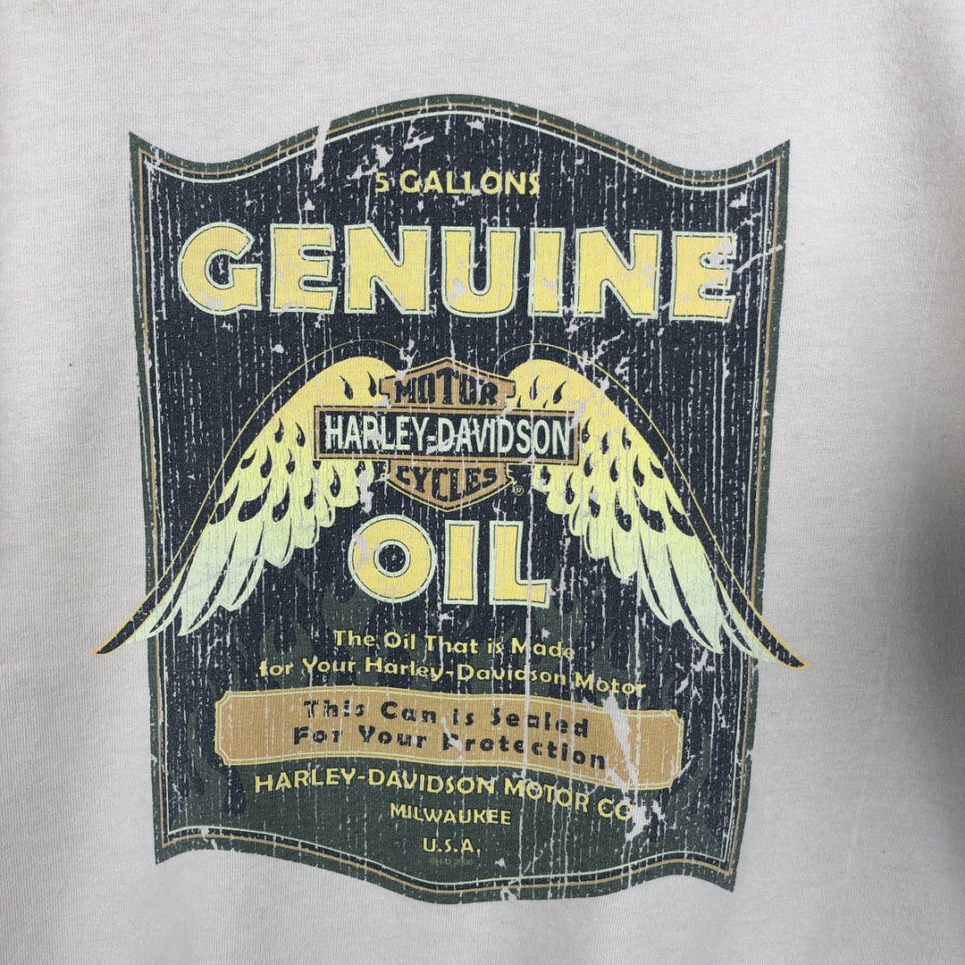 Harley-Davidson Motorcycle Long-Sleeve T-Shirt, Made in USA, Men's Size L (approx.) cotton unbleached Vintage Second Hand