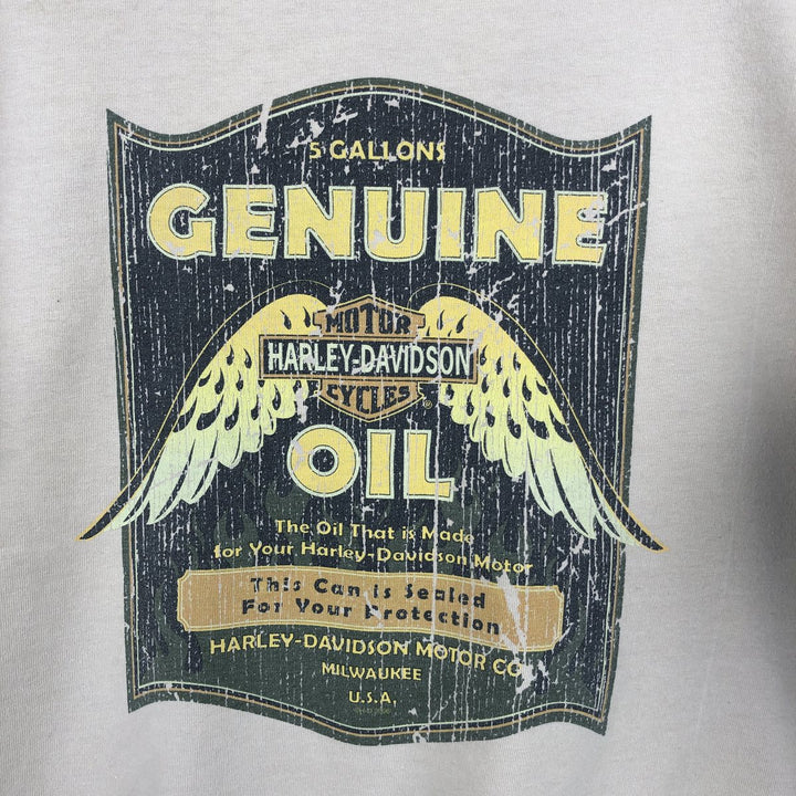 Harley-Davidson Motorcycle Long-Sleeve T-Shirt, Made in USA, Men's Size L (approx.) cotton unbleached Vintage Second Hand