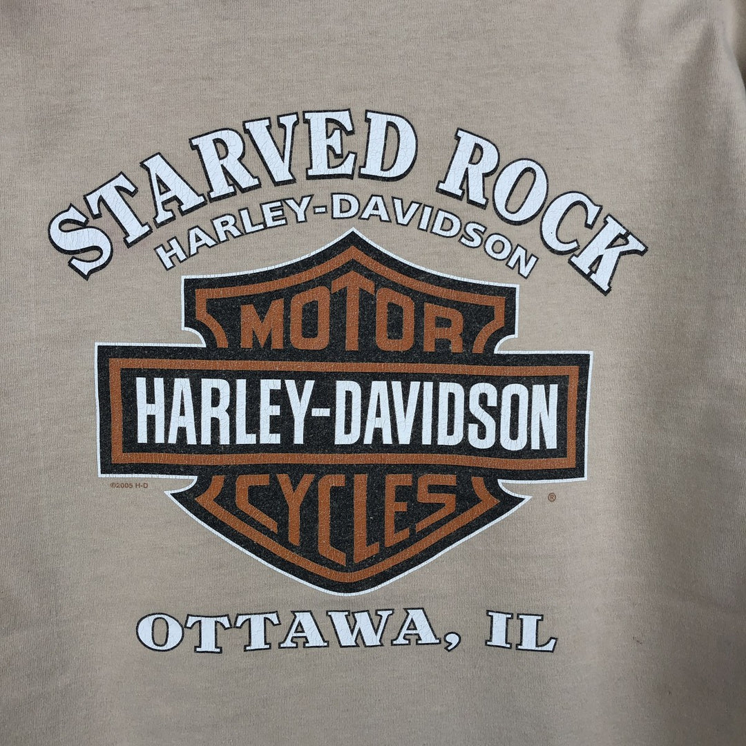 Harley-Davidson Motorcycle Long-Sleeve T-Shirt, Made in USA, Men's Size L (approx.) cotton unbleached Vintage Second Hand