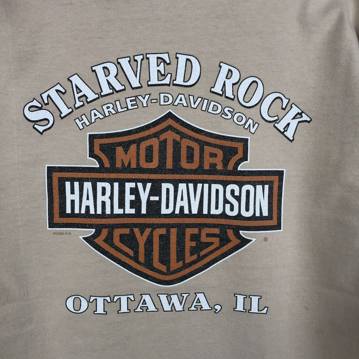 Harley-Davidson Motorcycle Long-Sleeve T-Shirt, Made in USA, Men's Size L (approx.) cotton unbleached Vintage Second Hand