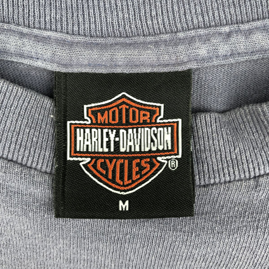 2000'S Harley-Davidson Motorcycle Long-Sleeve T-Shirt, Made in USA, Men's Size M (approx.) cotton Blue type light blue Vintage Second Hand