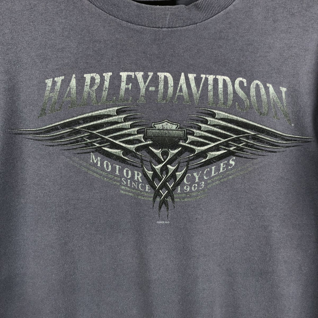 2000'S Harley-Davidson Motorcycle Long-Sleeve T-Shirt, Made in USA, Men's Size M (approx.) cotton Blue type light blue Vintage Second Hand
