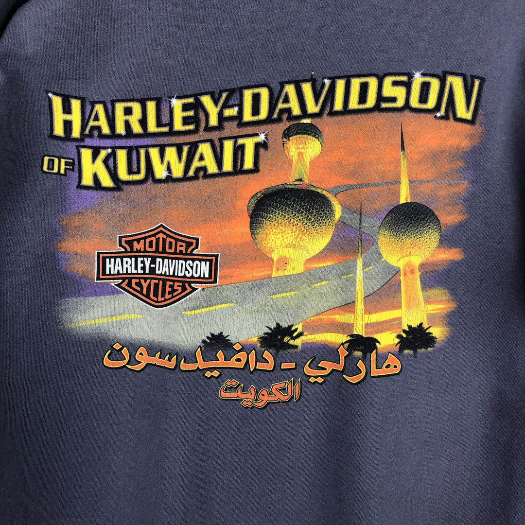 2000'S Harley-Davidson Motorcycle Long-Sleeve T-Shirt, Made in USA, Men's Size M (approx.) cotton Blue type light blue Vintage Second Hand