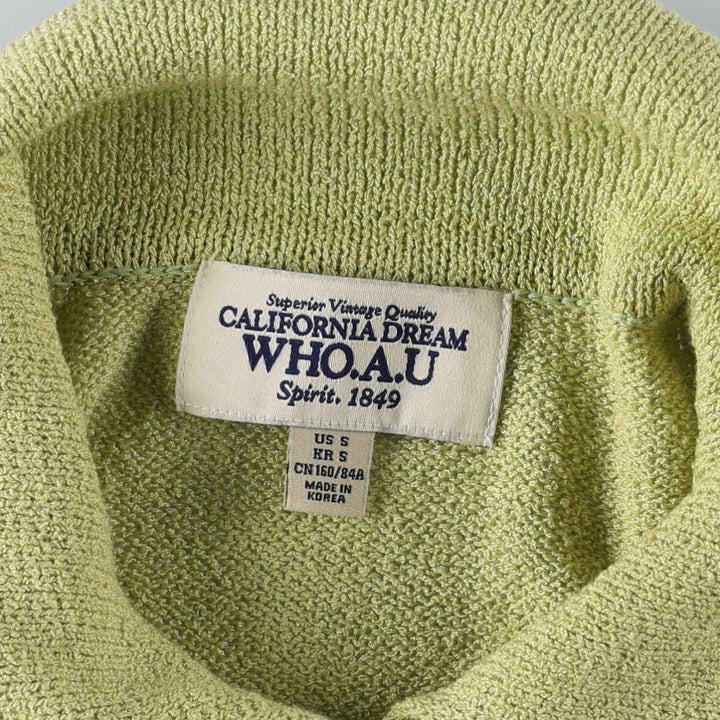 WHO.AU Short-Sleeve Knit Sweater Polo Knit Sweater Women's Size S (equivalent) acrylic green type yellow green Vintage Second Hand