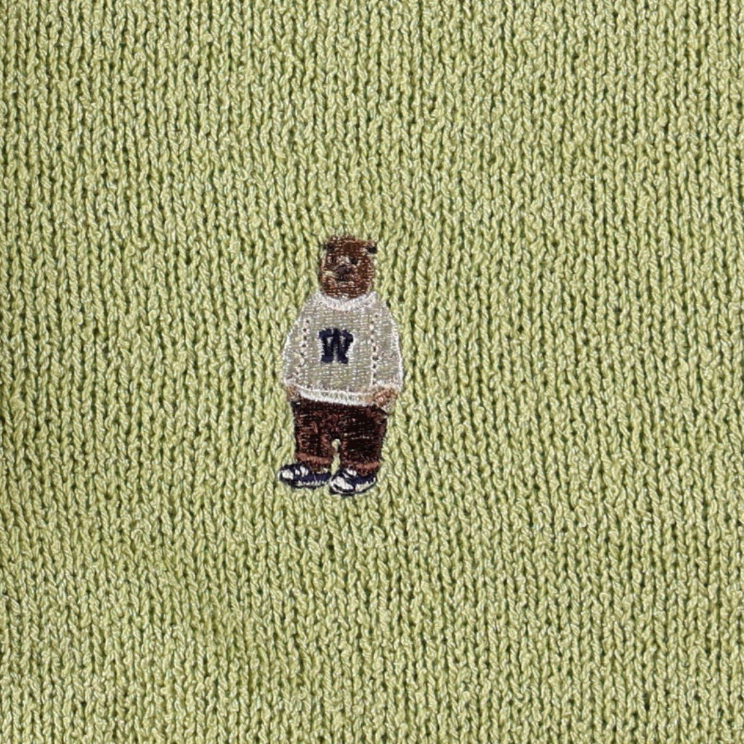 WHO.AU Short-Sleeve Knit Sweater Polo Knit Sweater Women's Size S (equivalent) acrylic green type yellow green Vintage Second Hand