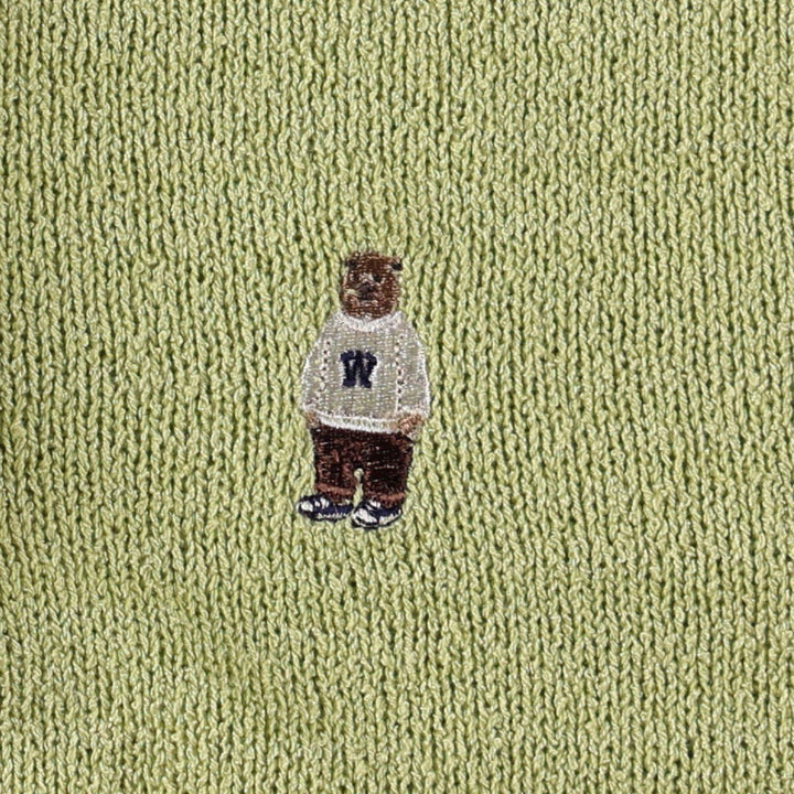 WHO.AU Short-Sleeve Knit Sweater Polo Knit Sweater Women's Size S (equivalent) acrylic green type yellow green Vintage Second Hand
