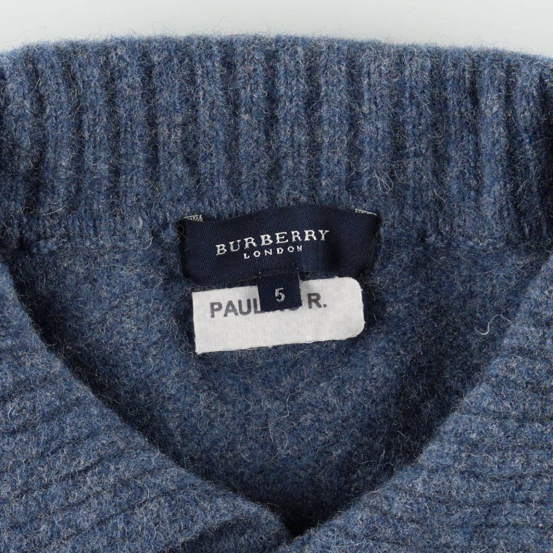 Burberry's London wool knit cardigan, women's size S (approx.) wool blue type Vintage Second Hand