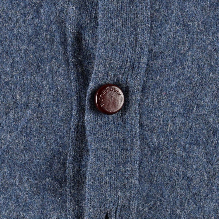 Burberry's London wool knit cardigan, women's size S (approx.) wool blue type Vintage Second Hand