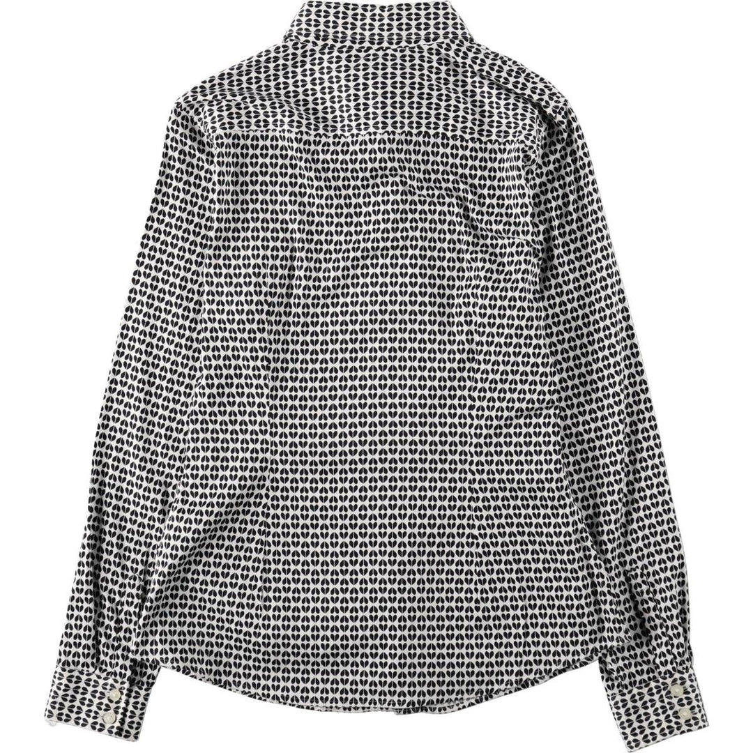 2000'S Banana Republic Geometric Print Long-Sleeve Cotton Shirt (Women's Size S) cotton black type Vintage Second Hand