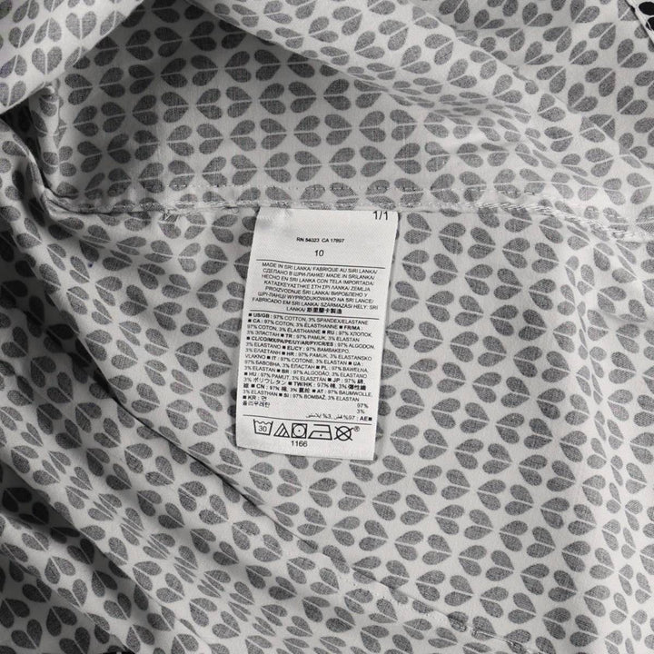 2000'S Banana Republic Geometric Print Long-Sleeve Cotton Shirt (Women's Size S) cotton black type Vintage Second Hand