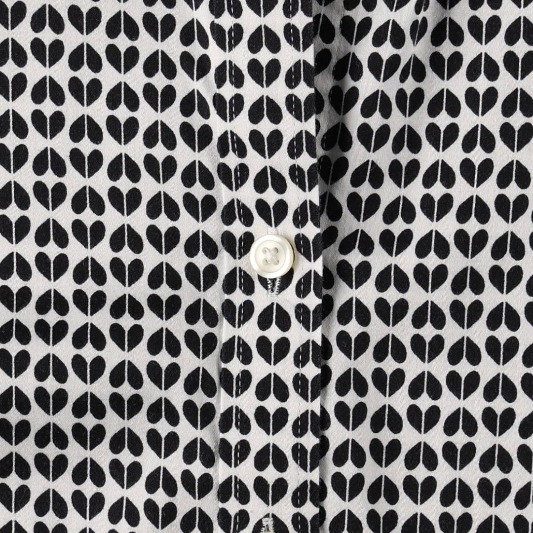 2000'S Banana Republic Geometric Print Long-Sleeve Cotton Shirt (Women's Size S) cotton black type Vintage Second Hand