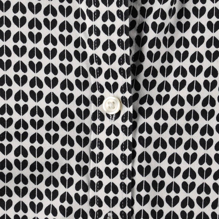 2000'S Banana Republic Geometric Print Long-Sleeve Cotton Shirt (Women's Size S) cotton black type Vintage Second Hand