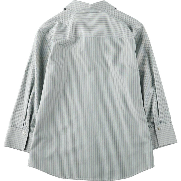 Eddie Bauer Multi-stripe Open Collar Long-Sleeve Cotton Stripe Shirt (Women's Size S) cotton Emerald green Vintage Second Hand