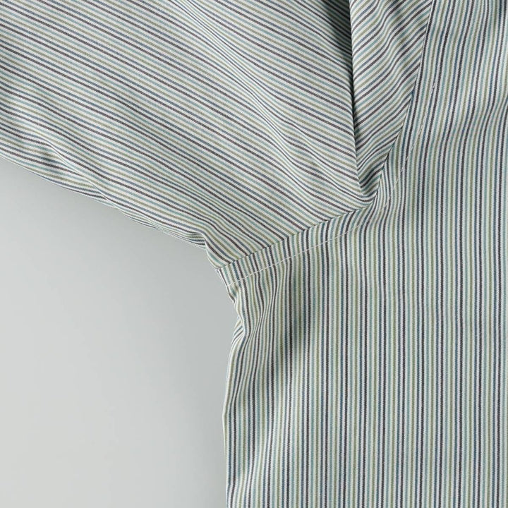 Eddie Bauer Multi-stripe Open Collar Long-Sleeve Cotton Stripe Shirt (Women's Size S) cotton Emerald green Vintage Second Hand