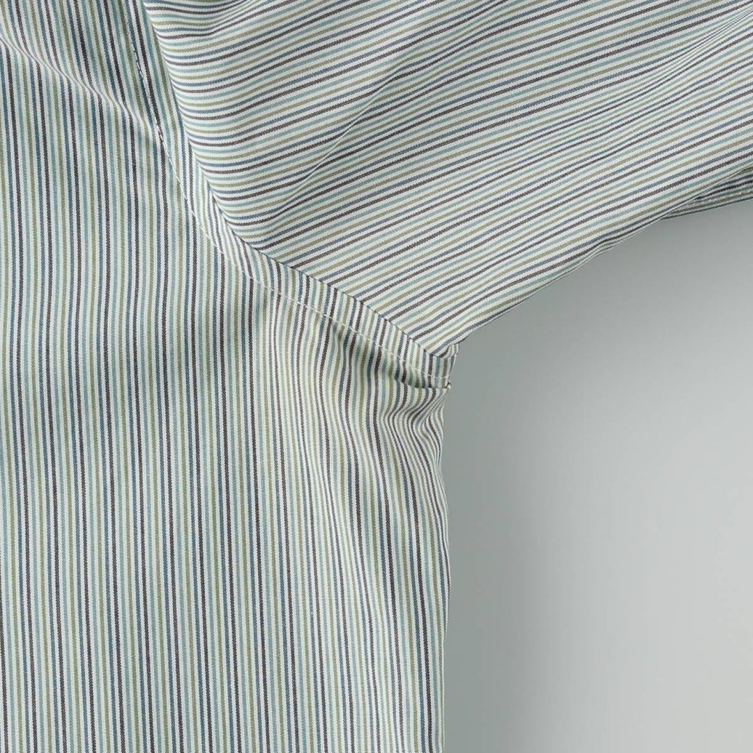 Eddie Bauer Multi-stripe Open Collar Long-Sleeve Cotton Stripe Shirt (Women's Size S) cotton Emerald green Vintage Second Hand