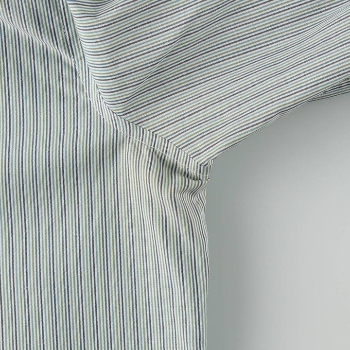 Eddie Bauer Multi-stripe Open Collar Long-Sleeve Cotton Stripe Shirt (Women's Size S) cotton Emerald green Vintage Second Hand