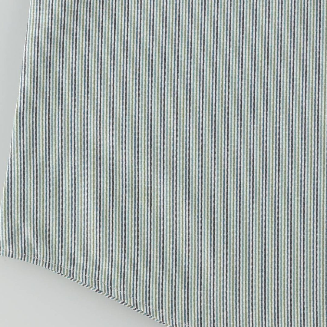 Eddie Bauer Multi-stripe Open Collar Long-Sleeve Cotton Stripe Shirt (Women's Size S) cotton Emerald green Vintage Second Hand