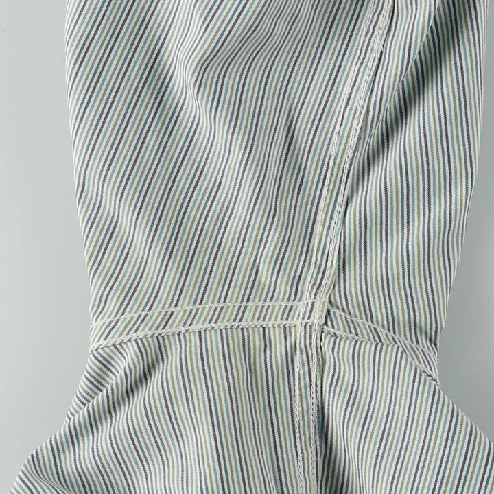 Eddie Bauer Multi-stripe Open Collar Long-Sleeve Cotton Stripe Shirt (Women's Size S) cotton Emerald green Vintage Second Hand