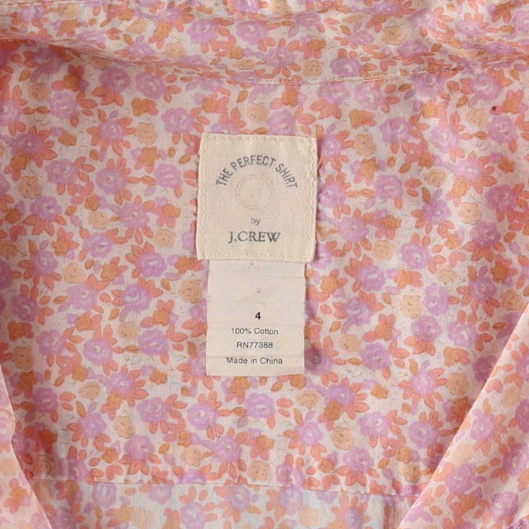 J.Crew THE PERFECT SHIRT Floral Print Long-Sleeve Cotton Shirt (Women's Size S) cotton coral Vintage Second Hand