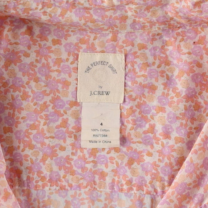 J.Crew THE PERFECT SHIRT Floral Print Long-Sleeve Cotton Shirt (Women's Size S) cotton coral Vintage Second Hand