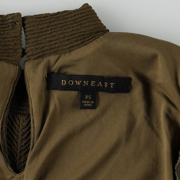 DOWNEAST Puff Sleeve Mock Neck Long Sleeve Pullover Blouse (Women's Size XS) polyester Khaki type Vintage Second Hand