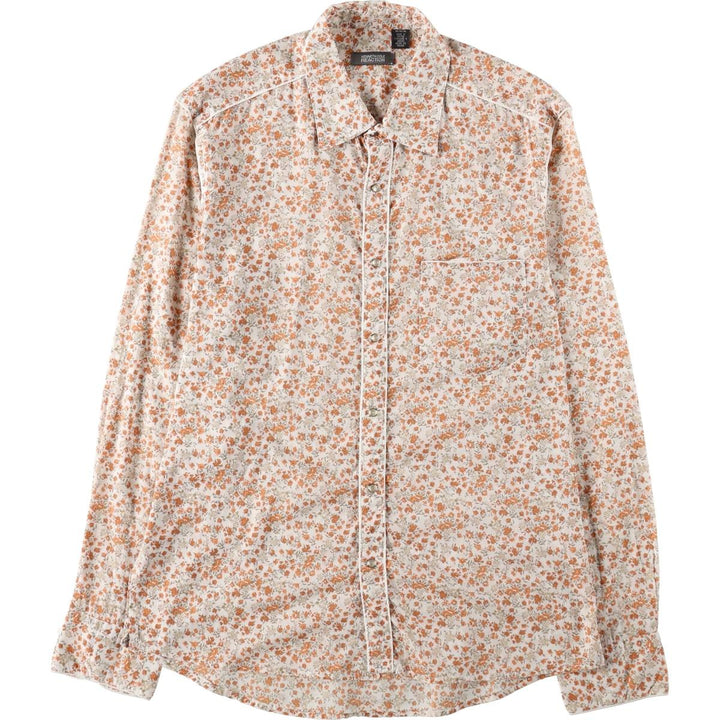 KENNETH COLE REACTION Floral Print Long-Sleeve Western Shirt (Women's Size M) cotton white type Vintage Second Hand