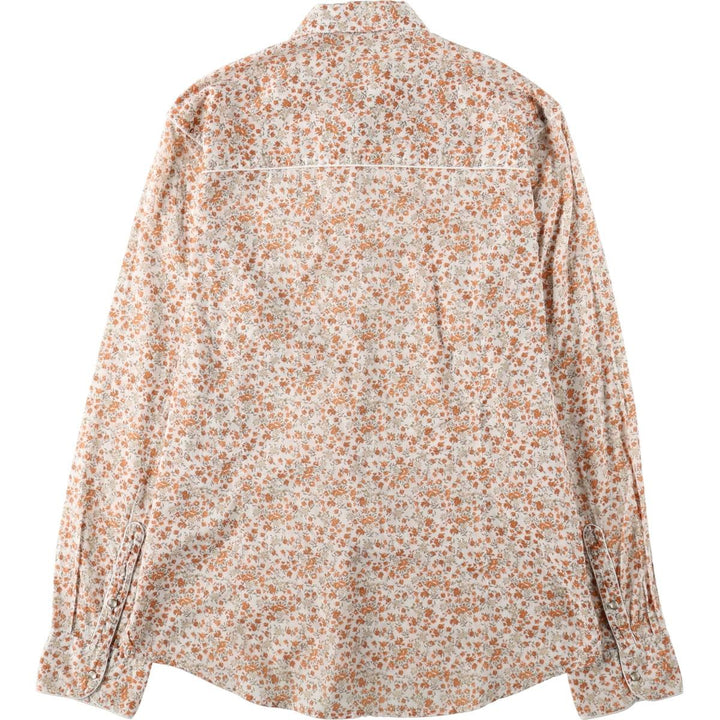 KENNETH COLE REACTION Floral Print Long-Sleeve Western Shirt (Women's Size M) cotton white type Vintage Second Hand