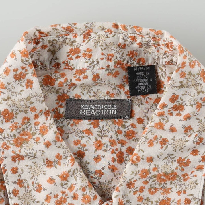 KENNETH COLE REACTION Floral Print Long-Sleeve Western Shirt (Women's Size M) cotton white type Vintage Second Hand