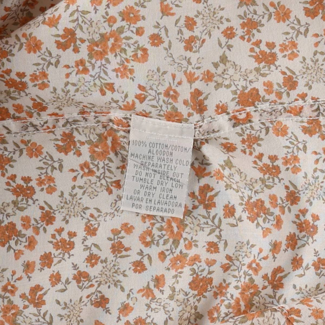 KENNETH COLE REACTION Floral Print Long-Sleeve Western Shirt (Women's Size M) cotton white type Vintage Second Hand