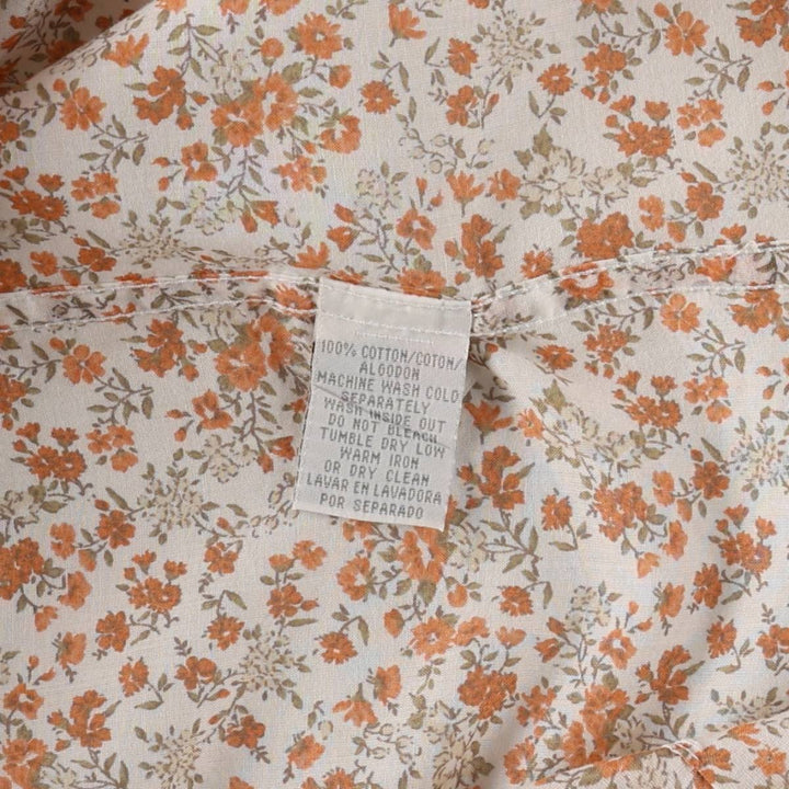 KENNETH COLE REACTION Floral Print Long-Sleeve Western Shirt (Women's Size M) cotton white type Vintage Second Hand