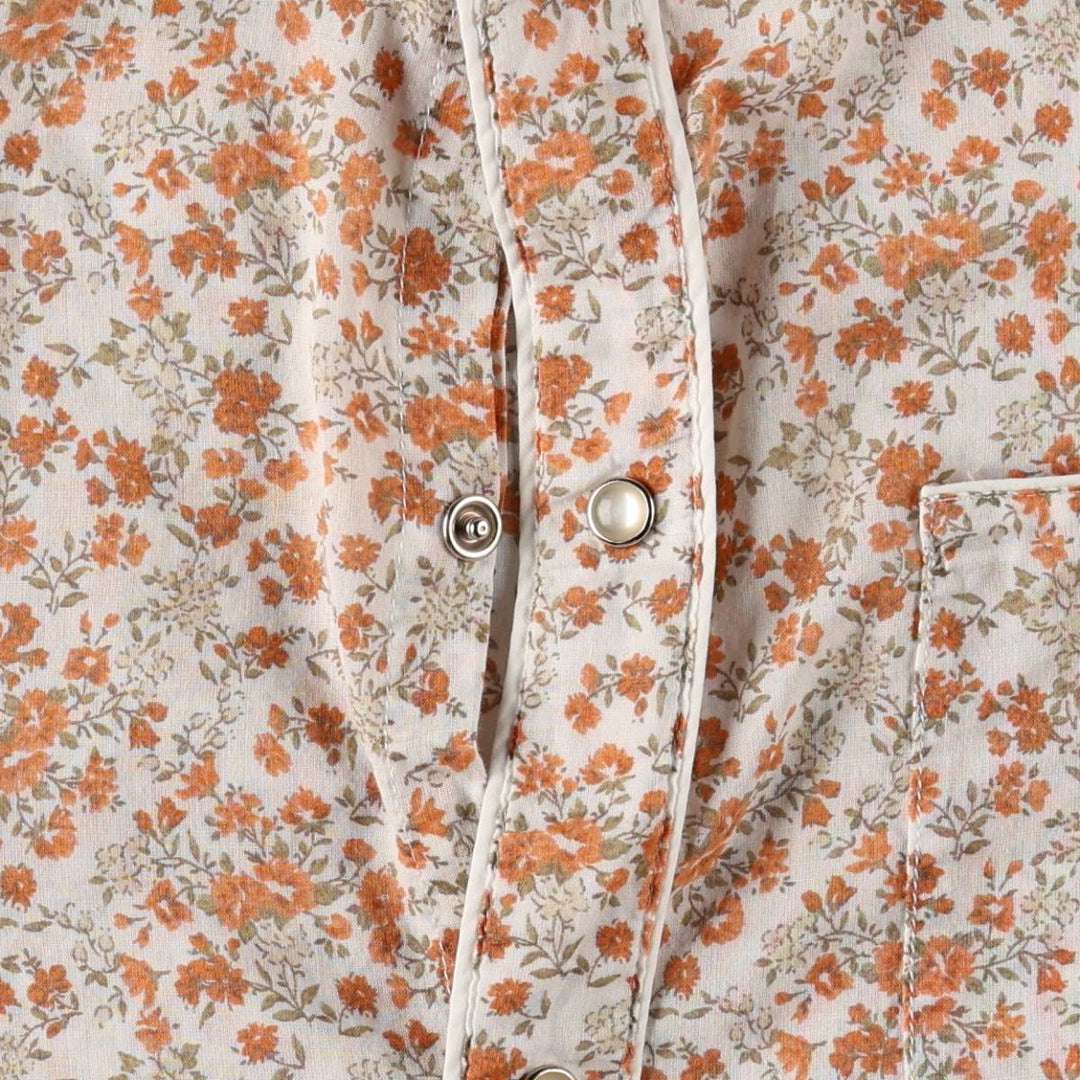 KENNETH COLE REACTION Floral Print Long-Sleeve Western Shirt (Women's Size M) cotton white type Vintage Second Hand
