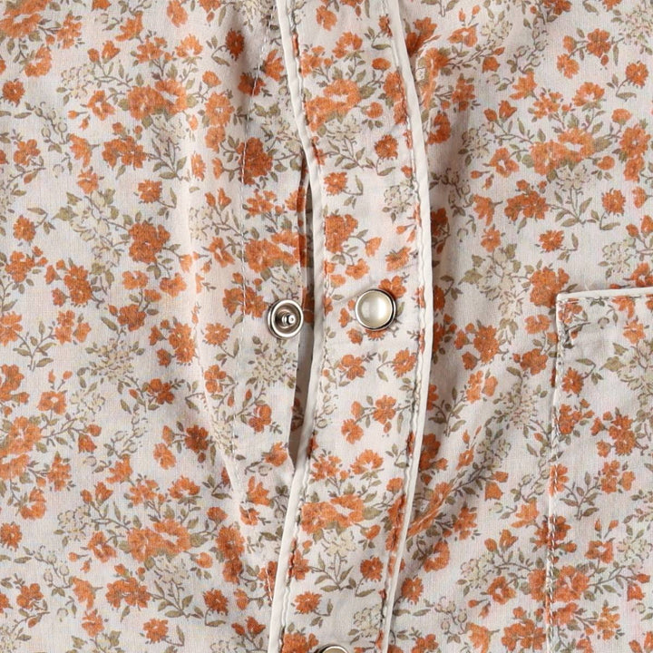 KENNETH COLE REACTION Floral Print Long-Sleeve Western Shirt (Women's Size M) cotton white type Vintage Second Hand