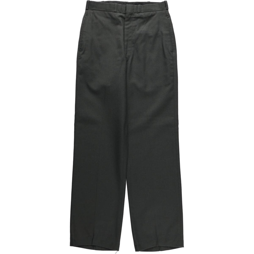 1980'S US Military Issue Men's Polyester Wool Trousers, Serge AG 344 Class 6, Made in USA, Size 29R (equivalent to Men's W28) polyester Khaki type Vintage Second Hand