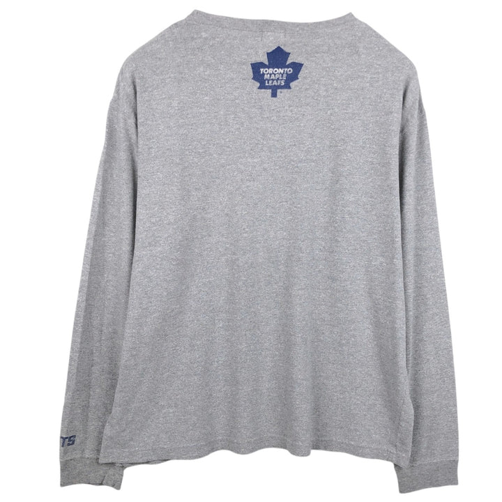 ROOTS NHL TORONTO MAPLE LEAFS Long-Sleeve T-Shirt, Made in Canada, Men's Size L (approx.) cotton gray type Vintage Second Hand