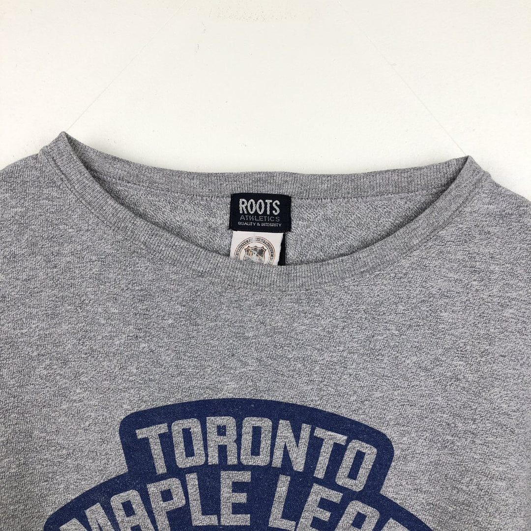 ROOTS NHL TORONTO MAPLE LEAFS Long-Sleeve T-Shirt, Made in Canada, Men's Size L (approx.) cotton gray type Vintage Second Hand